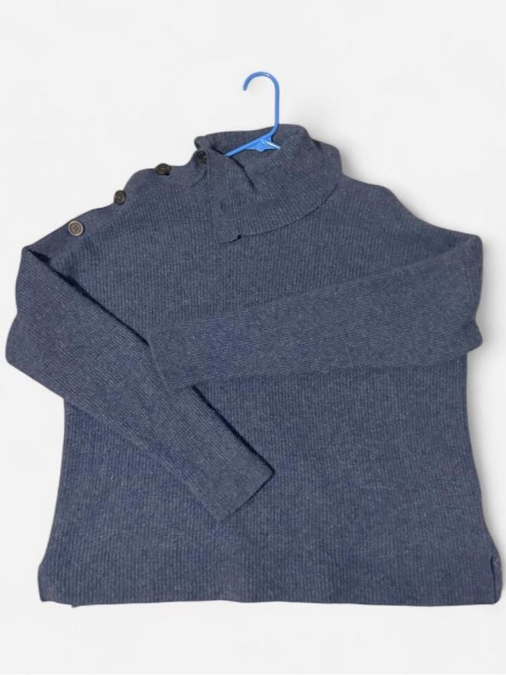 Madewell Men's Slate Blue Turtleneck Button-Shoulder Sweater
